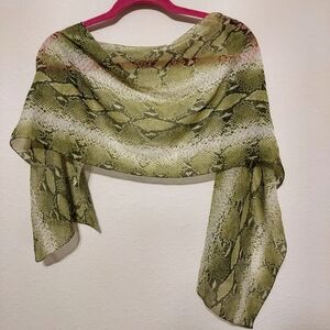 Green Snake Print Reptile Scarf